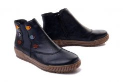 RIEKER N0751-14 blue, botki damskie. Niebieskie botki damskie Rieker, na zimę, bez wzorów, z gumy, bez obcasa, bez zapięcia. Za 329.90 zł.