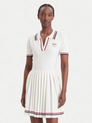 Guess Sukienka dzianinowa W6BK98 Z2277 Kremowy Regular Fit. Białe sukienki damskie Guess, s, z aplikacjami, z dzianiny, bez kołnierzyka, bez ramiączek. Za 474.99 zł.