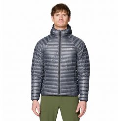 Kurtka z kapturem Mountain Hardwear Ghost Whisperer™. Niebieskie kurtki męskie MOUNTAIN HARDWEAR, bez wzorów, z puchu, sportowe, z kapturem. Za 1,647.50 zł.