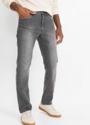 Jeansy ze stretchem regular fit w wygodnym fasonie, straight. Szare jeansy męskie bonprix, z jeansu, vintage. Za 134.99 zł.