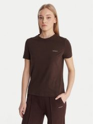 Guess T-Shirt V6RI07 J1314 Brązowy Regular Fit. Brązowe t-shirty damskie Guess, l, z aplikacjami, z bawełny, bez kołnierzyka, bez ramiączek. Za 159.99 zł.