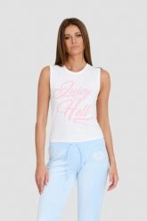 JUICY COUTURE Biały top Juicy As Hell Tank. Białe topy damskie Juicy Couture, s, bez wzorów, bez kołnierzyka, bez ramiączek. W wyprzedaży za 127.99 zł.