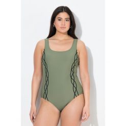 Damskie Strój kąpielowy lamówka bez miękkich miseczek okrągły dekolt. Zielone stroje kąpielowe damskie Ulla Popken, plus size, bez wzorów, z elastanu. Za 139.99 zł.