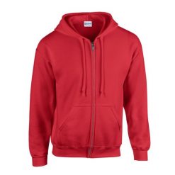 Bluza Z Kapturem Dla Dorosłych Unisex Heavy Blend Full Zip. Czerwone bluzy męskie GILDAN, m, bez wzorów, bez ramiączek, z kapturem. Za 121.99 zł.