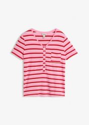 T-shirt z mieszanki bawełny i wiskozy. Czerwone t-shirty damskie bonprix, bez wzorów, z bawełny, bez kołnierzyka, bez ramiączek. Za 24.99 zł.