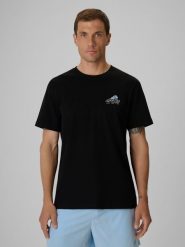 4F T-shirt regular z nadrukiem męski - czarny XL. Czarne t-shirty męskie 4F, m, bez wzorów, z bawełny, bez kołnierzyka, bez ramiączek. W wyprzedaży za 49.99 zł.