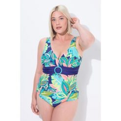 Damskie Strój kąpielowy liście miękkie miseczki ozdobny pierścień. Niebieskie stroje kąpielowe damskie Ulla Popken, plus size, bez wzorów, z elastanu. Za 239.99 zł.