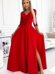 Sukienka Model Amber 309-8 Red - Numoco. Czerwone sukienki damskie Numoco, na co dzień, l, bez wzorów, z elastanu, eleganckie, bez kołnierzyka, plus size, bez ramiączek, maxi, proste. Za 726.43 zł.