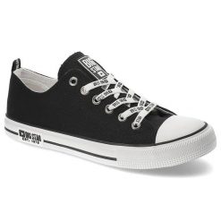Czarne Trampki Big Star Męskie Wygodne Buty. Czarne trampki męskie BIG STAR, z aplikacjami, z materiału, eleganckie, bez zapięcia. Za 99.00 zł.