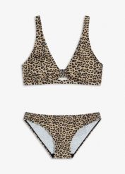 Bikini bustier (2 części). Brązowe bikini bonprix, z aplikacjami. Za 114.99 zł.