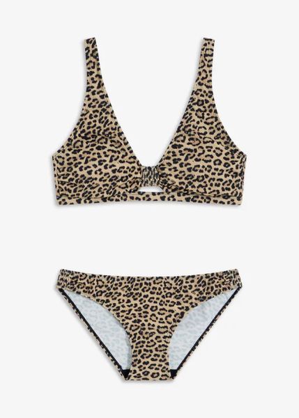 Bikini bustier (2 części). Brązowe bikini bonprix, z aplikacjami. Za 112.99 zł.