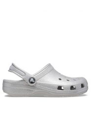 Crocs Klapki Classic Glitter Clog K 206993 Srebrny. Szare klapki damskie Crocs, bez wzorów, z tworzywa sztucznego, bez obcasa, bez zapięcia. Za 139.99 zł.