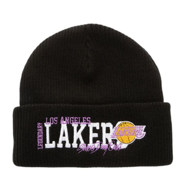 Czapka z dzianiny Mitchell & Ness Billboard Los Angeles Lakers. Czarne czapki męskie Mitchell & Ness, bez wzorów, z dzianiny. Za 198.50 zł.