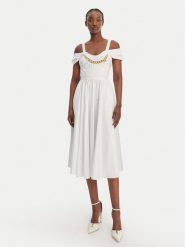 Elisabetta Franchi Sukienka koktajlowa AB-921-61E2-V590 Biały Regular Fit. Białe sukienki damskie Elisabetta Franchi, bez wzorów, z bawełny, wizytowe, bez kołnierzyka, bez ramiączek. Za 2,509.00 zł.