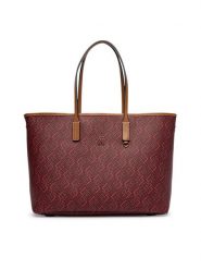 Tommy Hilfiger Torebka Th Monoplay Tote Le AW0AW17416 Czerwony ciemny. Czerwone shopperki damskie Tommy Hilfiger, bez wzorów, ze skóry, bez dodatków. Za 849.99 zł.