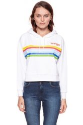 BLUZA WRANGLER DAMSKA CROPPED HOODY WHITE W6073HP12 112130434. Białe bluzy damskie Wrangler, xs, bez wzorów, bez ramiączek, z kapturem. W wyprzedaży za 69.99 zł.