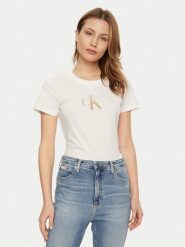 Calvin Klein Jeans T-Shirt Gradient J20J224982 Biały Slim Fit. Białe t-shirty damskie Calvin Klein Jeans, xxs, bez wzorów, z bawełny, bez kołnierzyka, bez ramiączek. Za 89.99 zł.