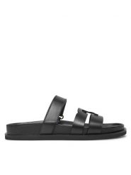 Tory Burch Klapki Ines Sport Slide 161636 Czarny. Czarne klapki damskie Tory Burch, bez wzorów, ze skóry, sportowe, bez obcasa, bez zapięcia. Za 1,569.00 zł.