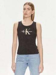 Calvin Klein Jeans Top Archival Monologo J20J223160 Czarny Slim Fit. Czarne topy damskie Calvin Klein Jeans, m, bez wzorów, z bawełny, bez kołnierzyka, bez ramiączek. Za 169.99 zł.