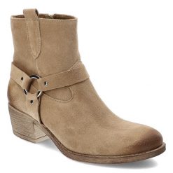 Beżowe Kowbojki Armodo Stylowe Obuwie Damskie. Brązowe kozaki damskie Armodo, bez wzorów, bez obcasa, bez zapięcia. Za 329.00 zł.