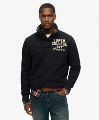 Superdry Vintage Athletic sweter z półrozpięciem. Niebieskie swetry męskie Superdry, m, z aplikacjami, z bawełny, vintage, bez kołnierzyka, bez ramiączek. Za 387.20 zł.