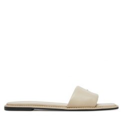 Klapki Calvin Klein. Brązowe klapki damskie Calvin Klein, bez wzorów, bez obcasa, bez zapięcia. Za 199.99 zł.