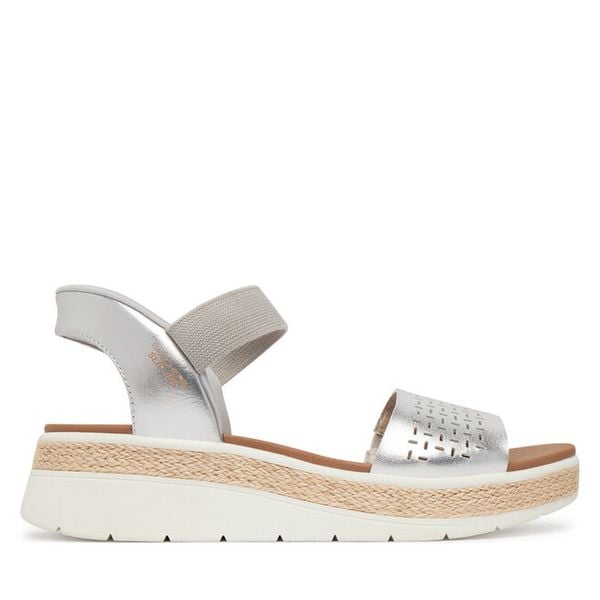 Sandały Skechers. Szare sandały damskie Skechers, bez wzorów, bez obcasa, na płaskiej podeszwie, bez zapięcia. Za 210.99 zł.