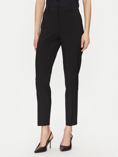 Boss Chinosy 50490051 Czarny Regular Fit. Czarne spodnie materiałowe damskie Boss, bez wzorów, z wełny. Za 529.99 zł.