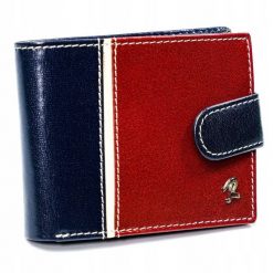 Portfel skórzany czerwono- granatowy Rovicky 324L-RBA-D NAVY-RED. Czerwone portfele męskie ROVICKY, bez wzorów, ze skóry. Za 84.00 zł.