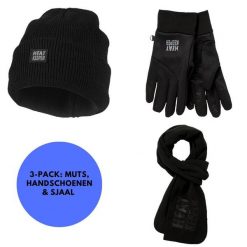 Zestaw damski Termoczapka/rękawiczki/szalik. Czarne szaliki damskie HEAT KEEPER, na zimę, bez wzorów, z materiału. W wyprzedaży za 167.20 zł.