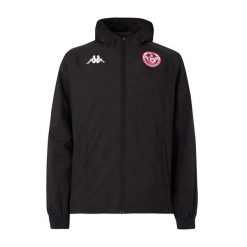 Kurtka z kapturem Jorakai męska TUNISIE 25/26. Czarne kurtki męskie Kappa, l, z aplikacjami, z materiału, eleganckie, z kapturem. Za 344.70 zł.