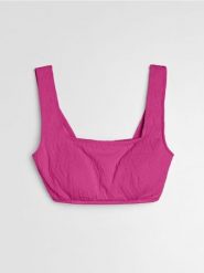 Strukturalna góra od bikini typu beach top - różowy. Czerwone stroje kąpielowe damskie Sinsay, l, bez wzorów. Za 25.99 zł.