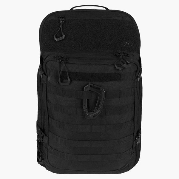 Outdoorowy Highlander Plecak Harrier 35L - Czarny. Czarne plecaki męskie Highlander, z aplikacjami, z materiału. Za 497.00 zł.