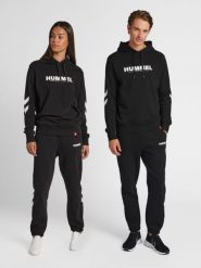Bluza z kapturem Hummel Legacy Logo. Niebieskie bluzy damskie Hummel, na wiosnę, xs, bez wzorów, z bawełny, klasyczne, bez ramiączek, z kapturem. Za 182.70 zł.