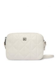 Calvin Klein Torebka Quilted Camera Bag LV04F3328G Biały. Białe listonoszki damskie Calvin Klein, bez wzorów, ze skóry, bez dodatków. Za 449.99 zł.