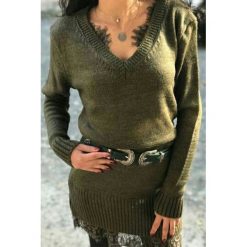 Tunika ARYA KHAKI. Brązowe tuniki damskie Tunika ARYA KHAKI, uniwersalny, bez wzorów, bez ramiączek. W wyprzedaży za 69.00 zł.
