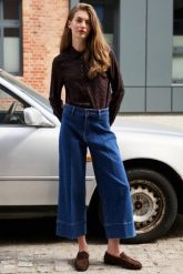 Jeansy culotte granatowe. Jeansy damskie MOODO, bez wzorów, z bawełny. Za 149.99 zł.