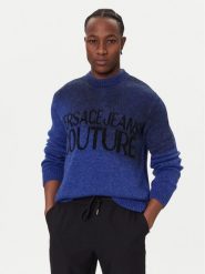 Versace Jeans Couture Sweter VERSACE JEANS-79GAFM05 Niebieski Regular Fit. Niebieskie swetry męskie Versace Jeans Couture, m, bez wzorów, z jeansu, bez kołnierzyka, bez ramiączek. Za 1,509.00 zł.