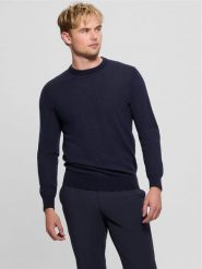 Guess Sweter M5RR36 Z3LZ0 Niebieski Regular Fit. Niebieskie swetry męskie Guess, m, z aplikacjami, z wełny, bez kołnierzyka, bez ramiączek. Za 217.00 zł.