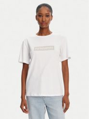 Patrizia Pepe T-Shirt 2M4422/J274-W146 Biały Regular Fit. Białe t-shirty damskie Patrizia Pepe, m, bez wzorów, z bawełny, bez kołnierzyka, bez ramiączek. Za 349.99 zł.