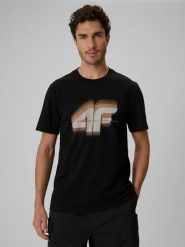 4F T-shirt regular z nadrukiem męski - czarny XXL. Czarne t-shirty męskie 4F, m, bez wzorów, z materiału, bez kołnierzyka, bez ramiączek. Za 69.99 zł.