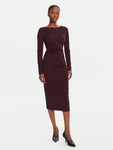 KAOS Sukienka koktajlowa Abiti RI1MA002 4005 Bordowy Slim Fit. Czerwone sukienki damskie KAOS, bez wzorów, z syntetyku, wizytowe, bez kołnierzyka, bez ramiączek. Za 429.99 zł.