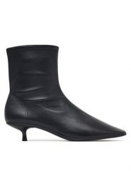Calvin Klein Botki Round Kitt Heel Ankle Boot Nappa HW0HW03169 Czarny. Czarne botki damskie Calvin Klein, bez wzorów, ze skóry, bez obcasa, na szpilce, bez zapięcia. Za 849.99 zł.