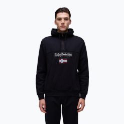 Bluza męska Napapijri Burgee Half Zip Hooded 2.0. Czarne bluzy męskie Napapijri, m, bez wzorów, bez kaptura. Za 409.99 zł.