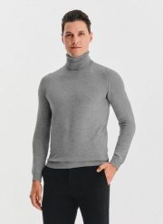 PAKO LORENTE - Golf męski w szarym kolorze. Szare swetry męskie Pako Lorente, na jesień, l, bez wzorów, z nylonu, bez kołnierzyka, bez ramiączek. Za 119.99 zł.