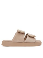 Inuikii Klapki Classic Suede Velcro 70104-128 Beżowy. Brązowe klapki damskie Inuikii, bez wzorów, ze skóry, bez obcasa, bez zapięcia. Za 639.99 zł.