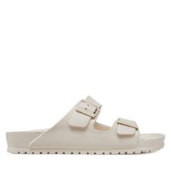 Klapki Birkenstock. Brązowe klapki damskie Birkenstock, bez wzorów, bez obcasa, bez zapięcia. Za 349.99 zł.