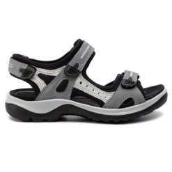 Sandały ECCO. Szare sandały damskie ecco, bez wzorów, bez obcasa, bez zapięcia. Za 579.99 zł.