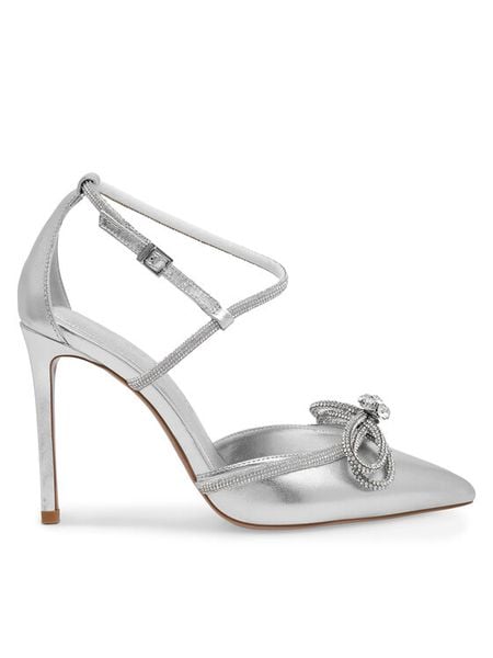 Eva Minge Szpilki ANCONA-V325-25531 Srebrny. Szare szpilki damskie Eva Minge, bez wzorów, ze skóry, bez obcasa, na szpilce, bez zapięcia. Za 399.99 zł.