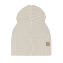 Czapka damska wiosenno - zimowa 100% wełniana merino Sophie - Kremowa. Białe czapki damskie Molly, na zimę, bez wzorów, z materiału. Za 69.90 zł.